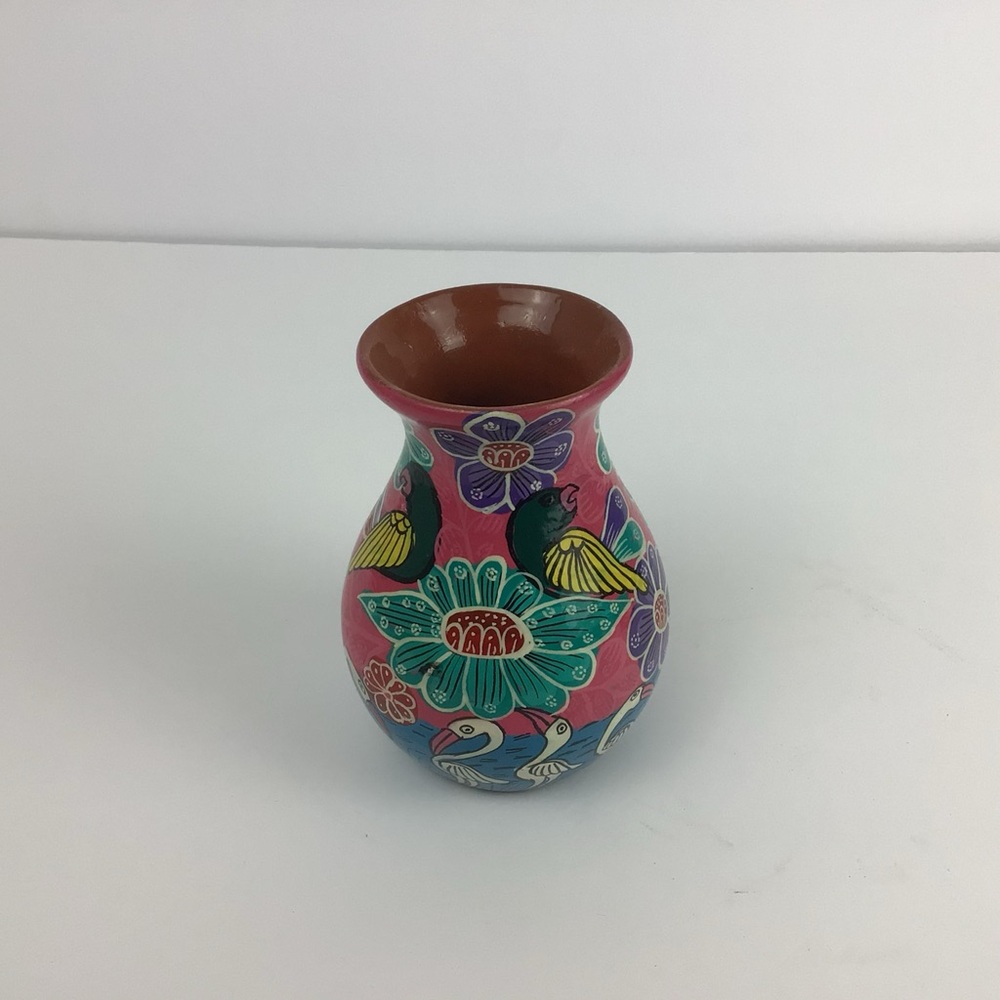 Colorful Floral Mexican Ceramic Vase